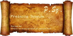 Preiszig Szonja névjegykártya